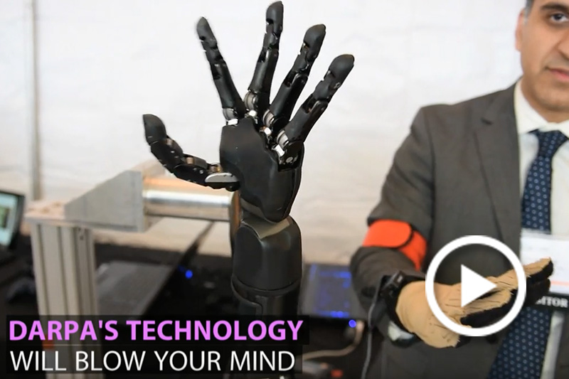 Screen grab of a robotic hand