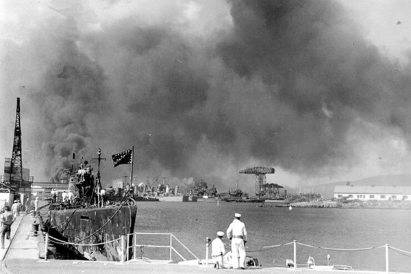 Historical photo of Pearl Harbor attack