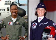 Left: Lt. j.g. Jeanine McIntish-Menze. Right: Maj. Nicole Malachowski.