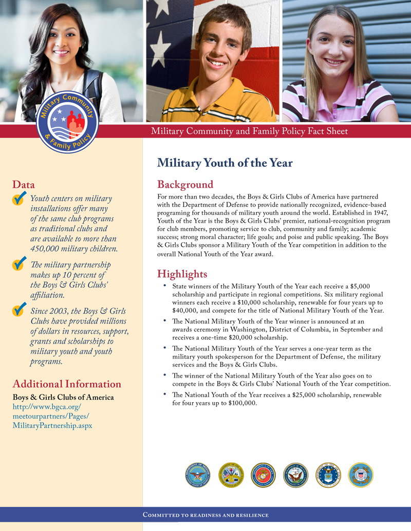 Fact Sheet: Military Youth of the Year 2016