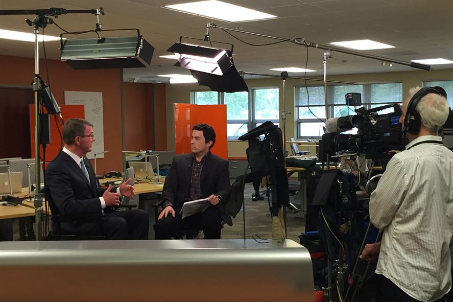 Defense Secretary Ash Carter conducts an interview with CNBS's Josh Lipton 
