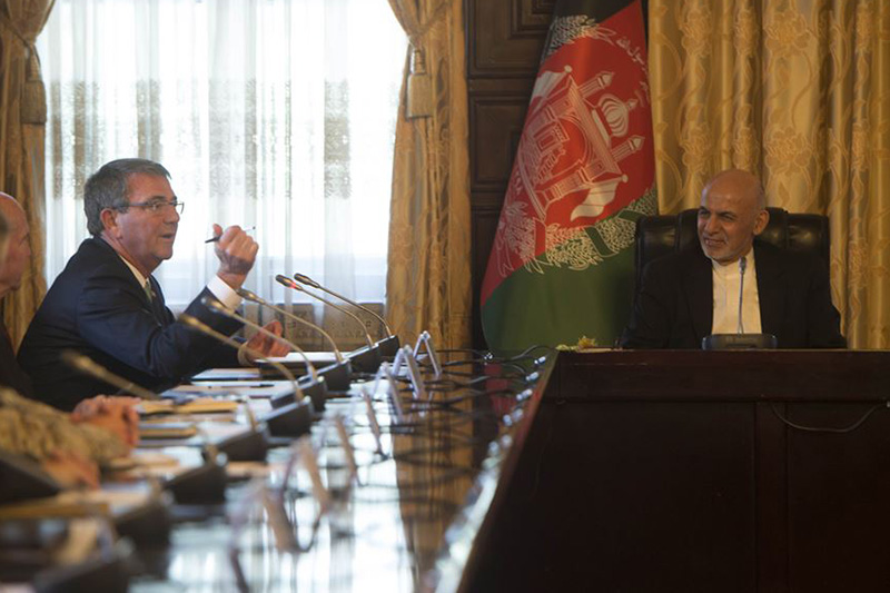 Defense Secretary Ash Carter meets with Afghan President Ashraf Ghani.