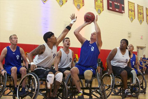 Military Athletes Participate in wheelchair basketball for Warrior Games