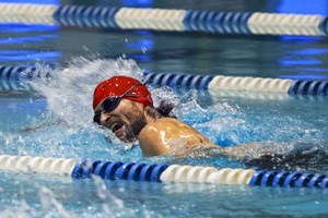 Marine Corps veteran Ray Hennagir competes during the swimming finals