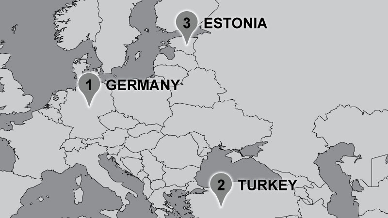 Dempsey Travel Map: Germany, Turkey, Estonia