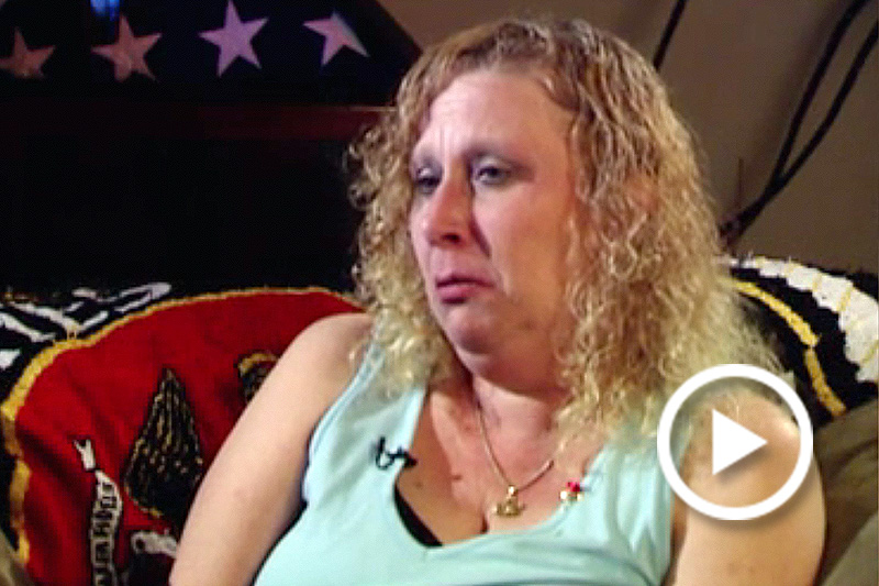Screen grab of Danelle Hackett speaking on her late husband and son.