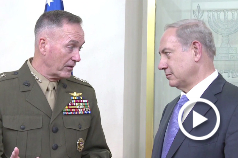 Screen grab of Chairman of the Joint Chiefs of Staff, Gen Joseph Dunford, speaking with Israeli Prime Minister, Benjamin Netanyahu.