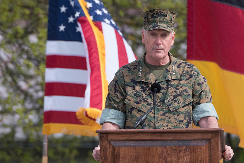 Marine Corps Gen. Joe Dunford, chairman of the Joint Chiefs of Staff, addressing the audience.