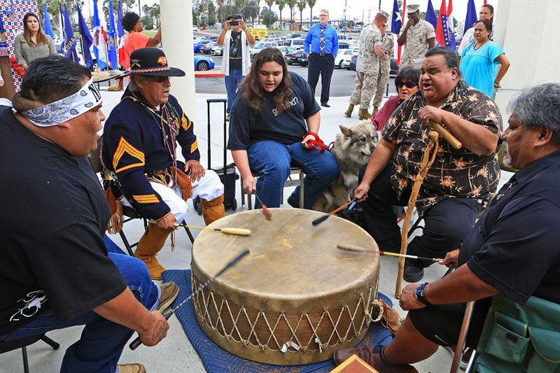 Native American drum players perform during Multi-Cultural Day.