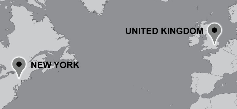 Map of Carter travel locations: New York.