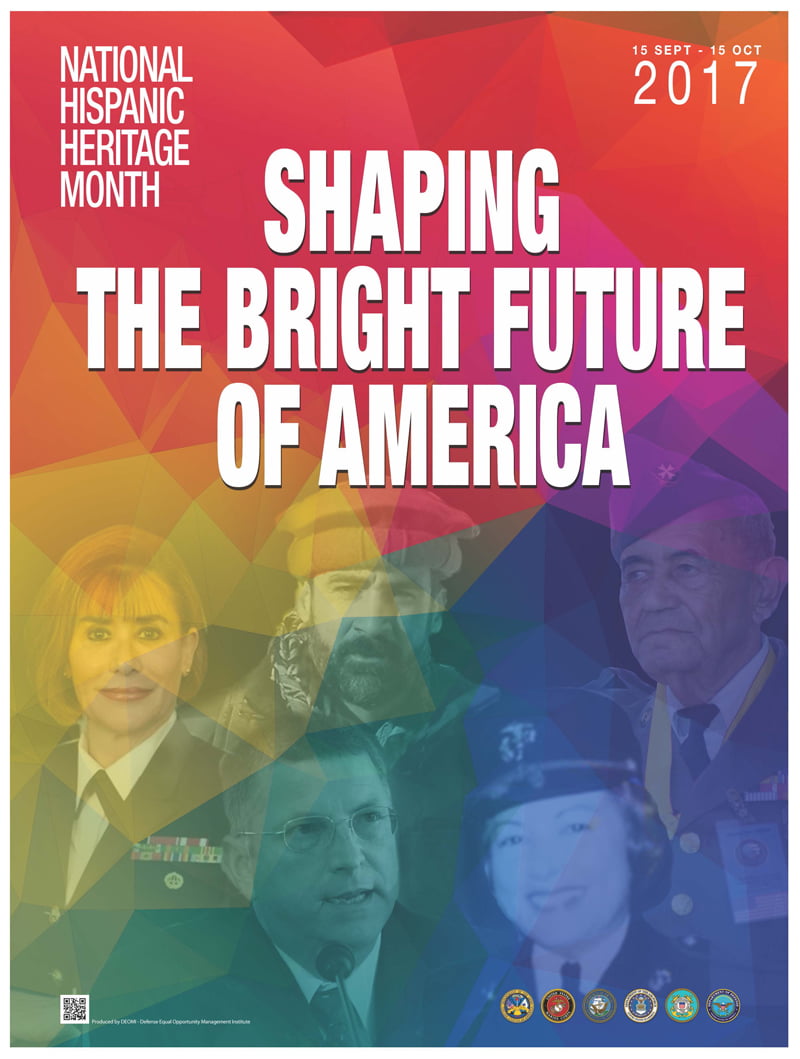 A colorful graphic displays the theme of the National Hispanic Heritage Month observance.