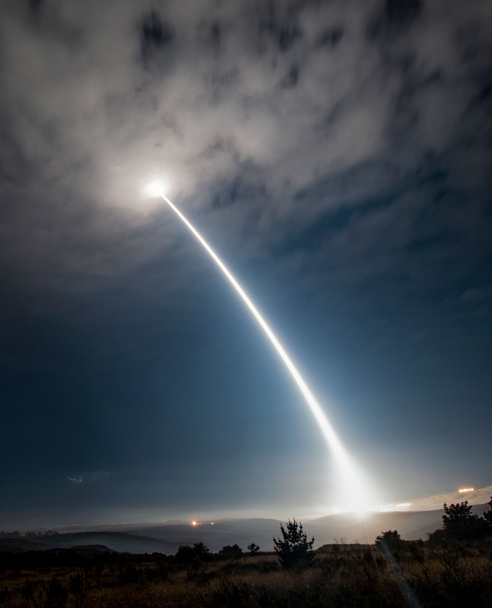 An unarmed Minuteman III intercontinental ballistic missile launches.
