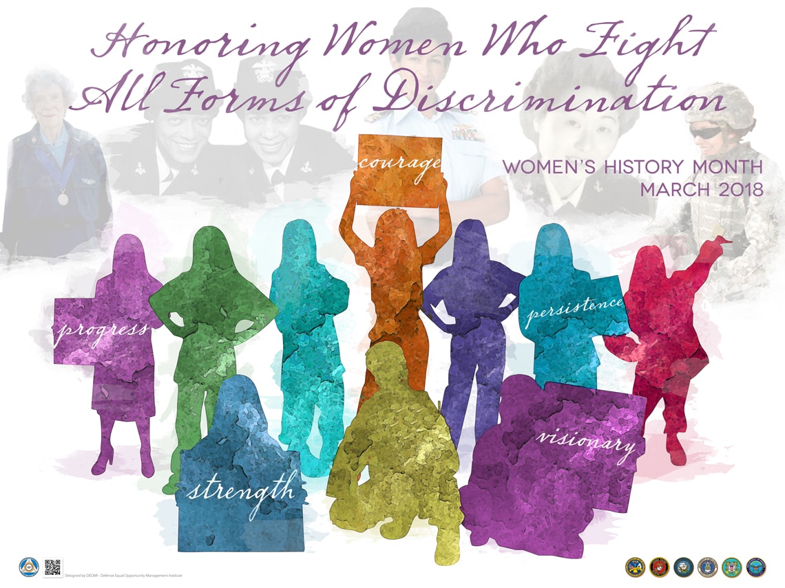  A poster graphic marking Women's History Month with the theme 